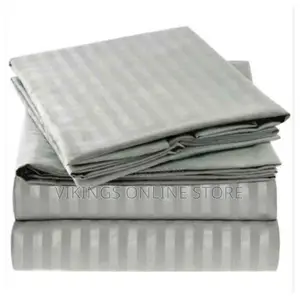 5*6 Strips Double Grey Cotton Bed Sheets.