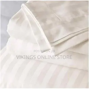 5*6 Strips Double Cotton Bed Sheets- Cream