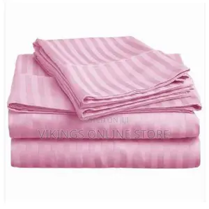 5*6 Strips Double Cotton Bed Sheets- Pink