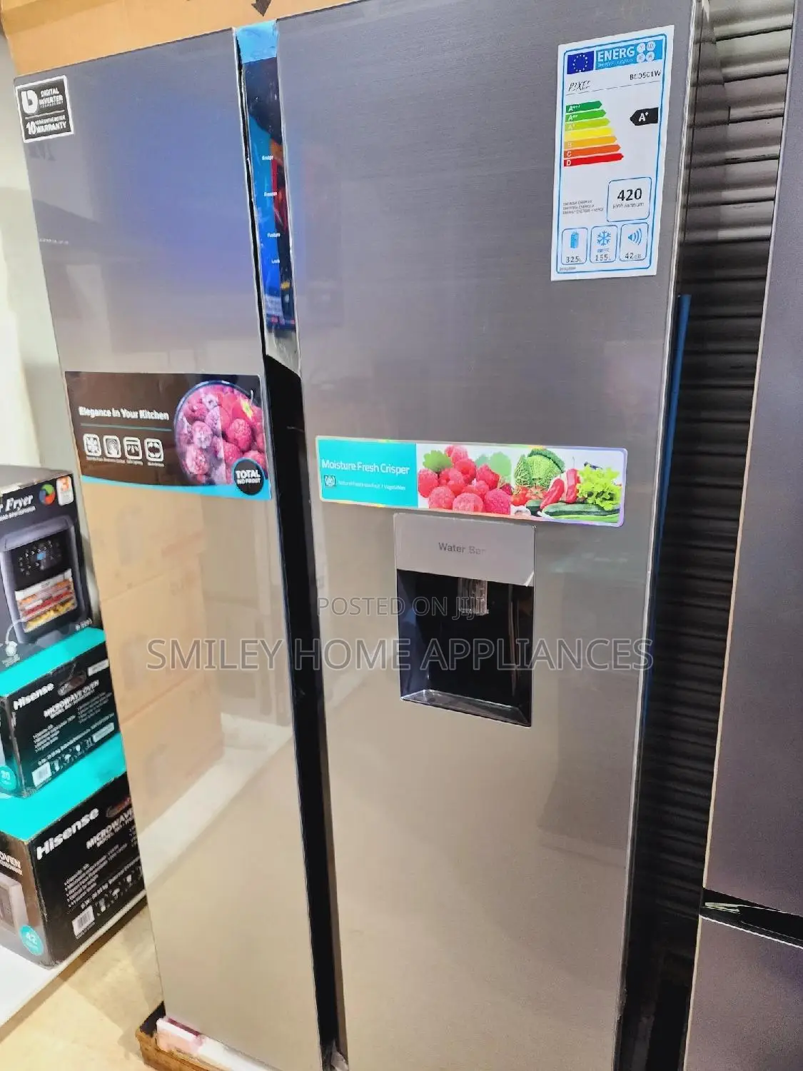 Pixels 670ltrs Silver Side by Side Refrigerator