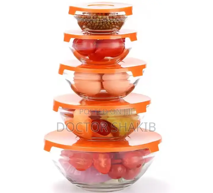 5pcs Kitchen Colorful Glass Bowl Set