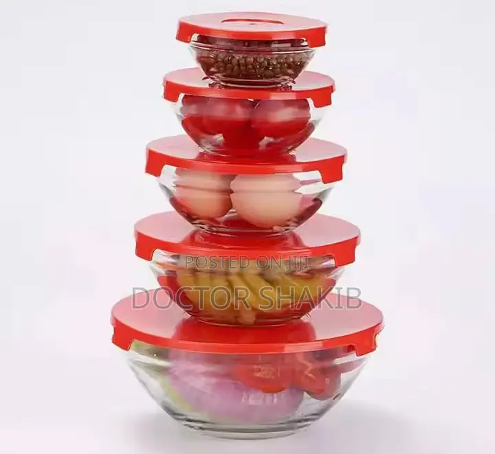 5pcs Kitchen Colorful Glass Bowl Set