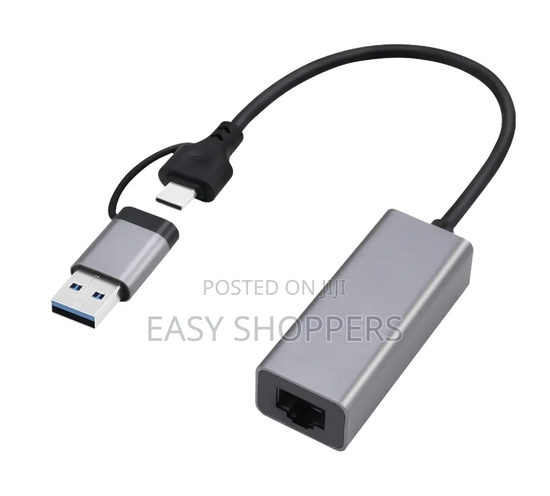 2 In 1 Type C To LAN Adapter Gigabit Ethernet USB RJ45
