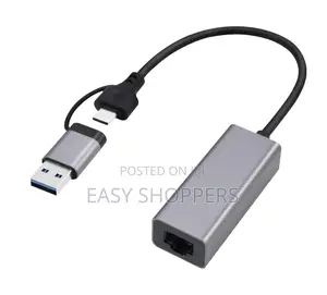 2 In 1 Type C To LAN Adapter Gigabit Ethernet USB RJ45