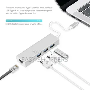4 in 1 Type C Hub 3.0 With Ethernet RJ45 Gigabit Adapter