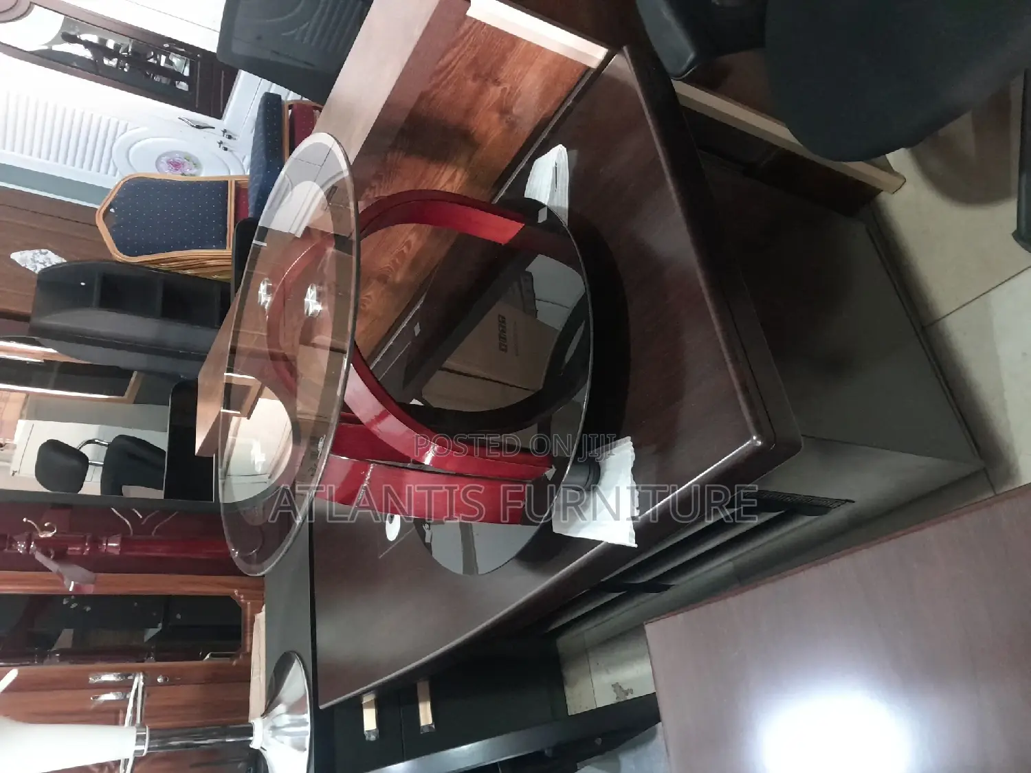 Executive Office Desk With Round Glass Table