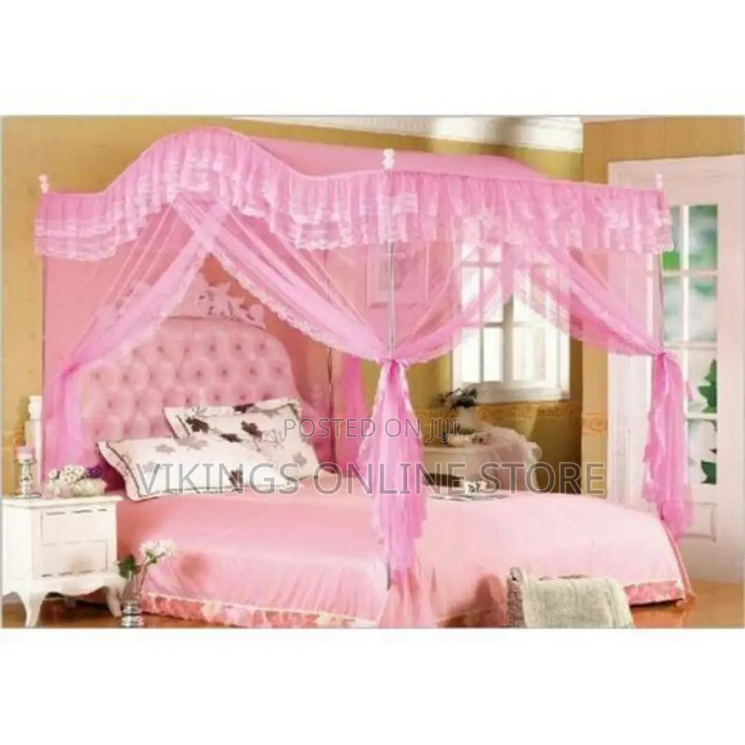 6*6 Mosquito Net With Curved Stands - Pink