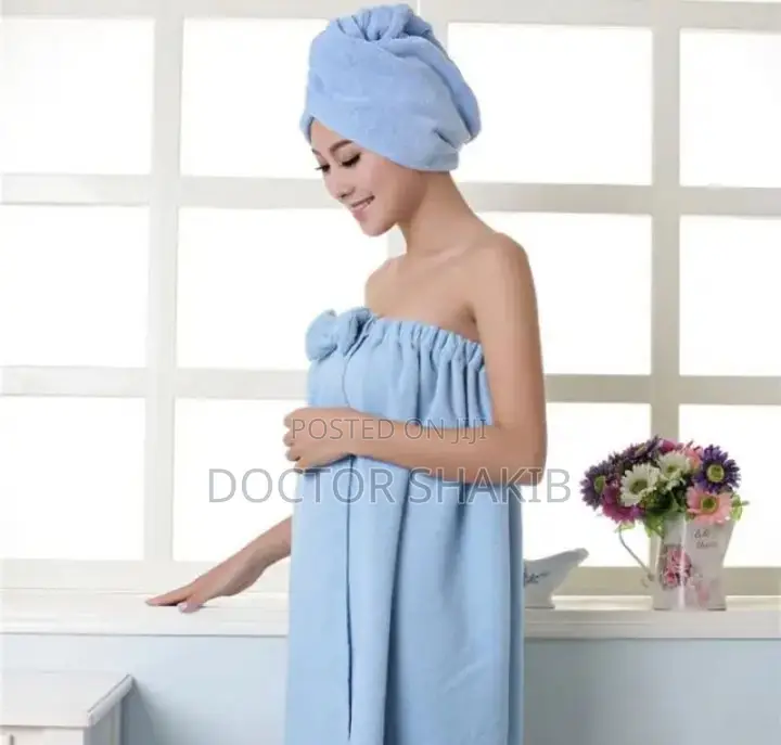 2pcs Bath Skirt Shower Cap Women Bath Towel