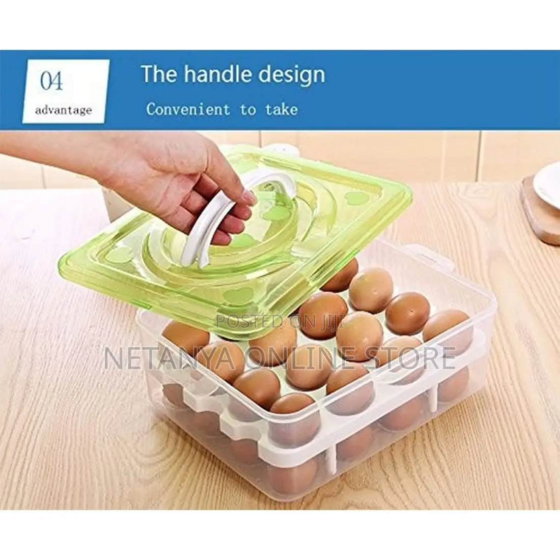 32 Eggs Storage Box With Handle