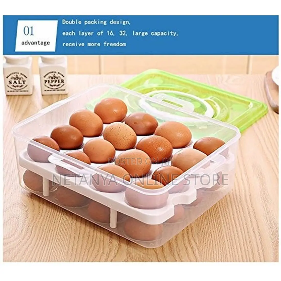 32 Eggs Storage Box With Handle