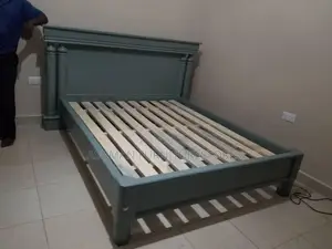 5x6feet Wood Bed in Gray Colour Call Us On