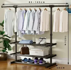 Single Pole Cloth Hanger With 3 Layers Storage Organizer