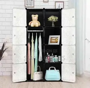 2 Column Plastic Closet Pink, Blue and Black