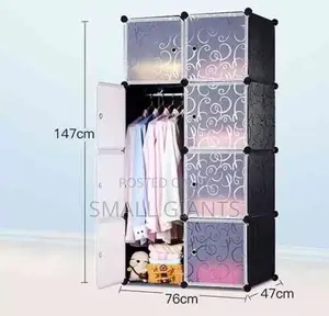2 Column Plastic Closet Pink, Blue and Black