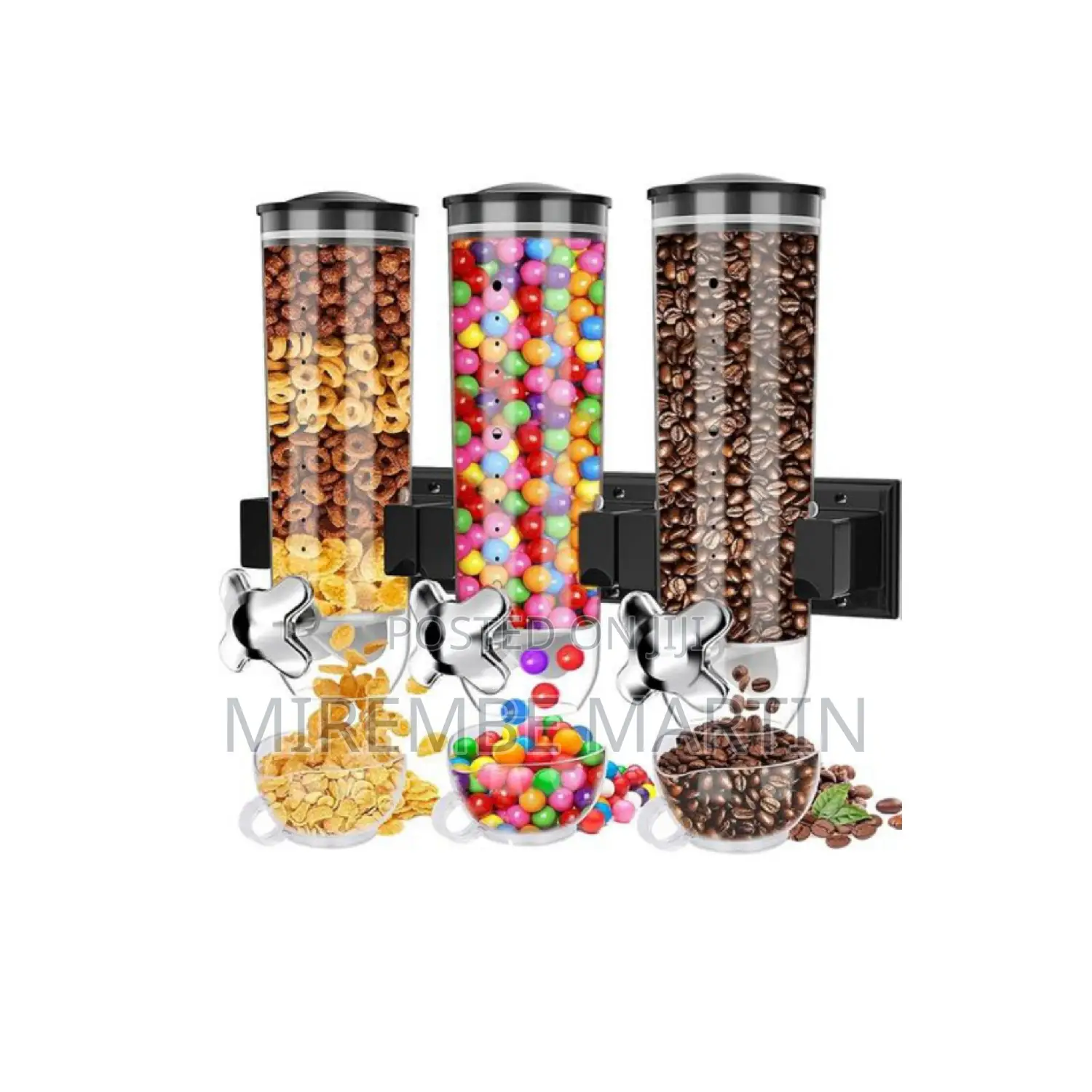 Wall Mounted Triple Cereal Food Dispenser.