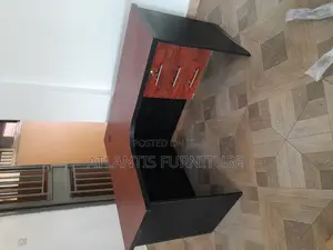 Brown L Shape Three Drawer Desk