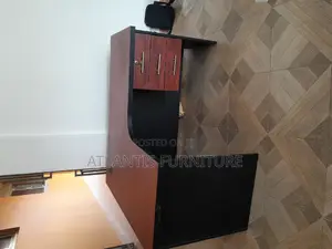 Brown L Shape Three Drawer Desk