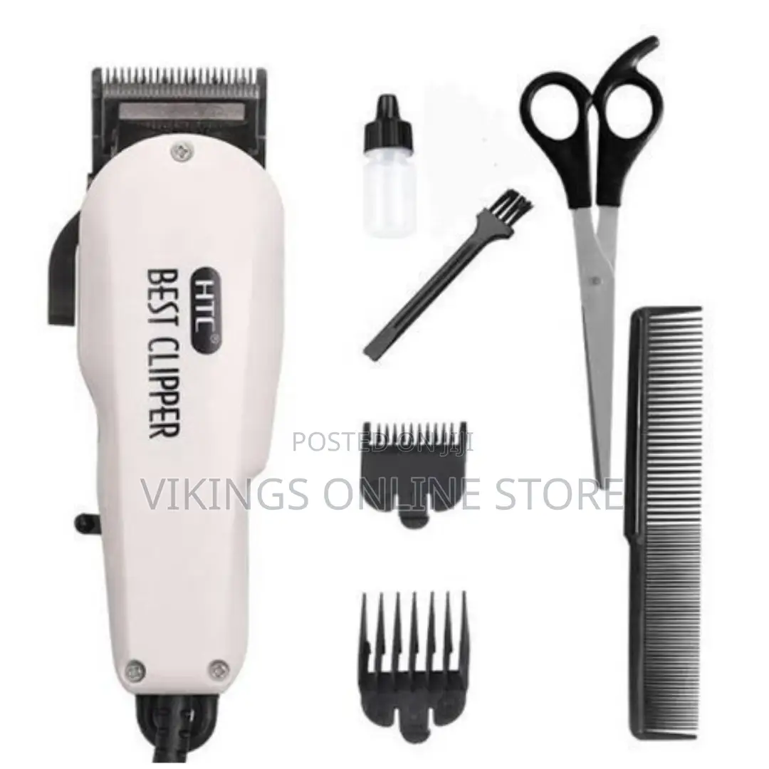 HTC Saloon Professional Hair Clipper Shaving Machine - White