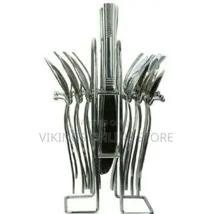 Set of Cutlery and a Holder Stand - Silver