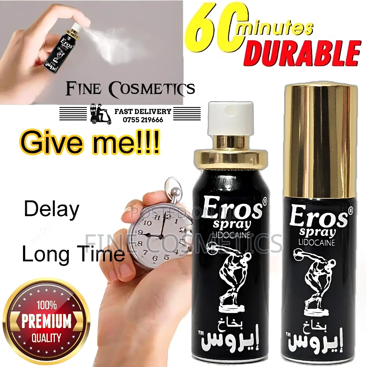 Eros Delay Spray, Lidocaine Solution for Quick Ejaculation