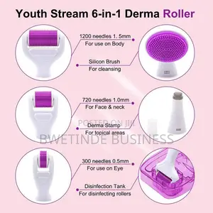 6 in 1 Derma Roller Kit Face Body 5 Replaceable Heads