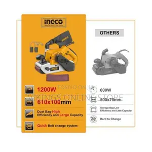 INGCO Belt Sander, 1200W Quick Release Belt Change System