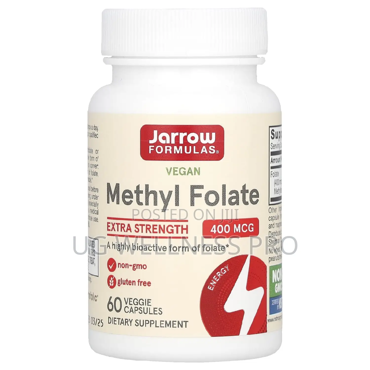 Methyl Folate, Extra Strength, 400 McG, 60 Veggie Capsules