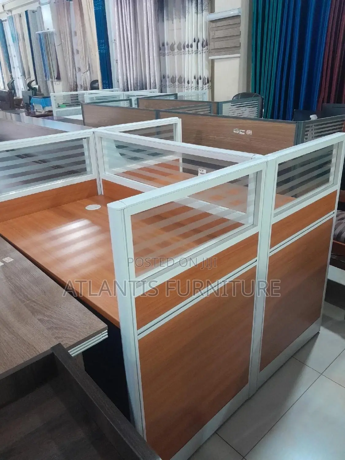 Two Seater Workstation Cherry Colour