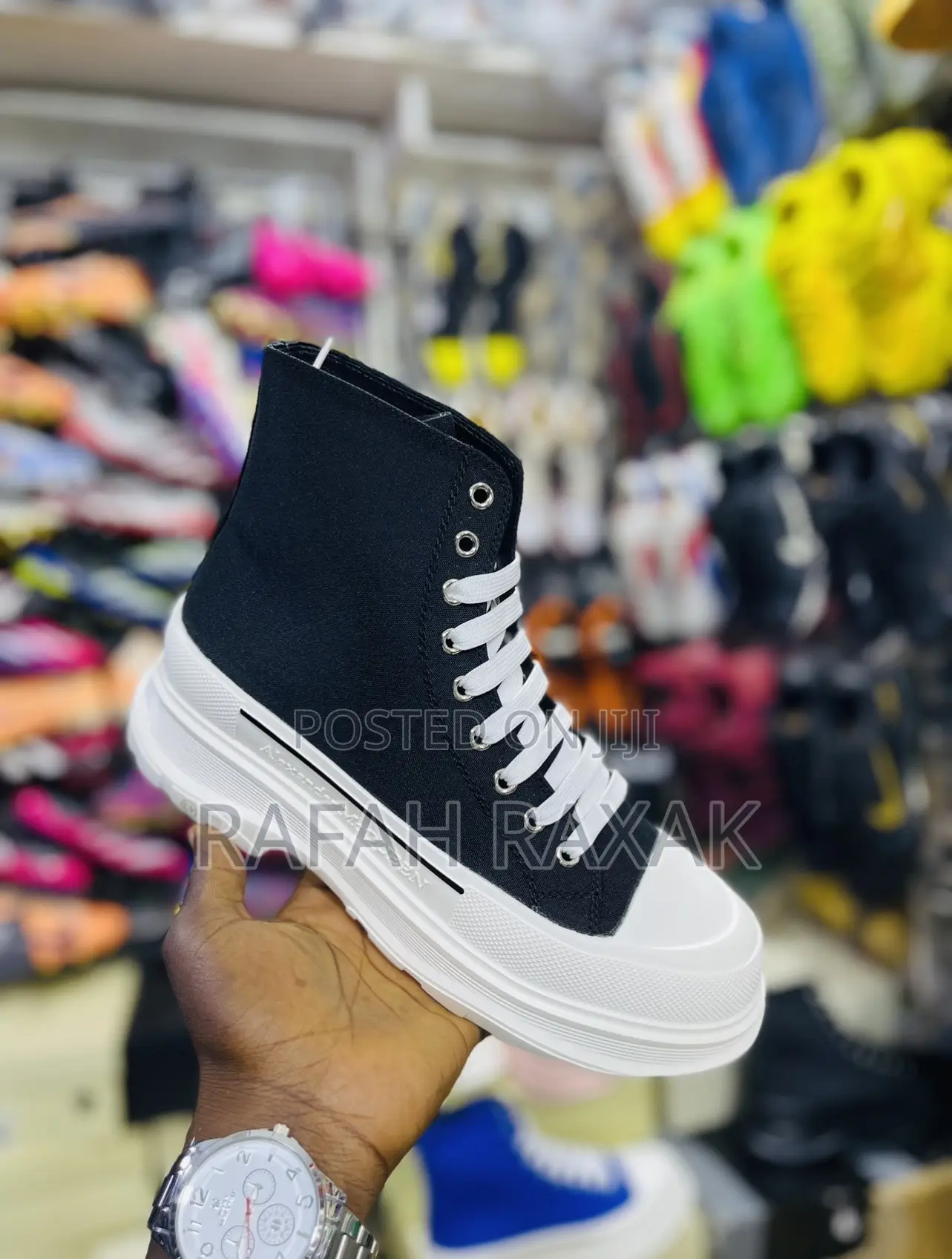 Original Black Luxury Alexander McQueen High Top Sneakers