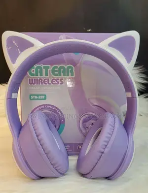 Wireless Headphones Cat Ear LED Light Up Bluetooth Foldable
