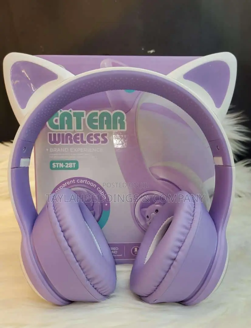 Wireless Headphones Cat Ear LED Light Up Bluetooth Foldable