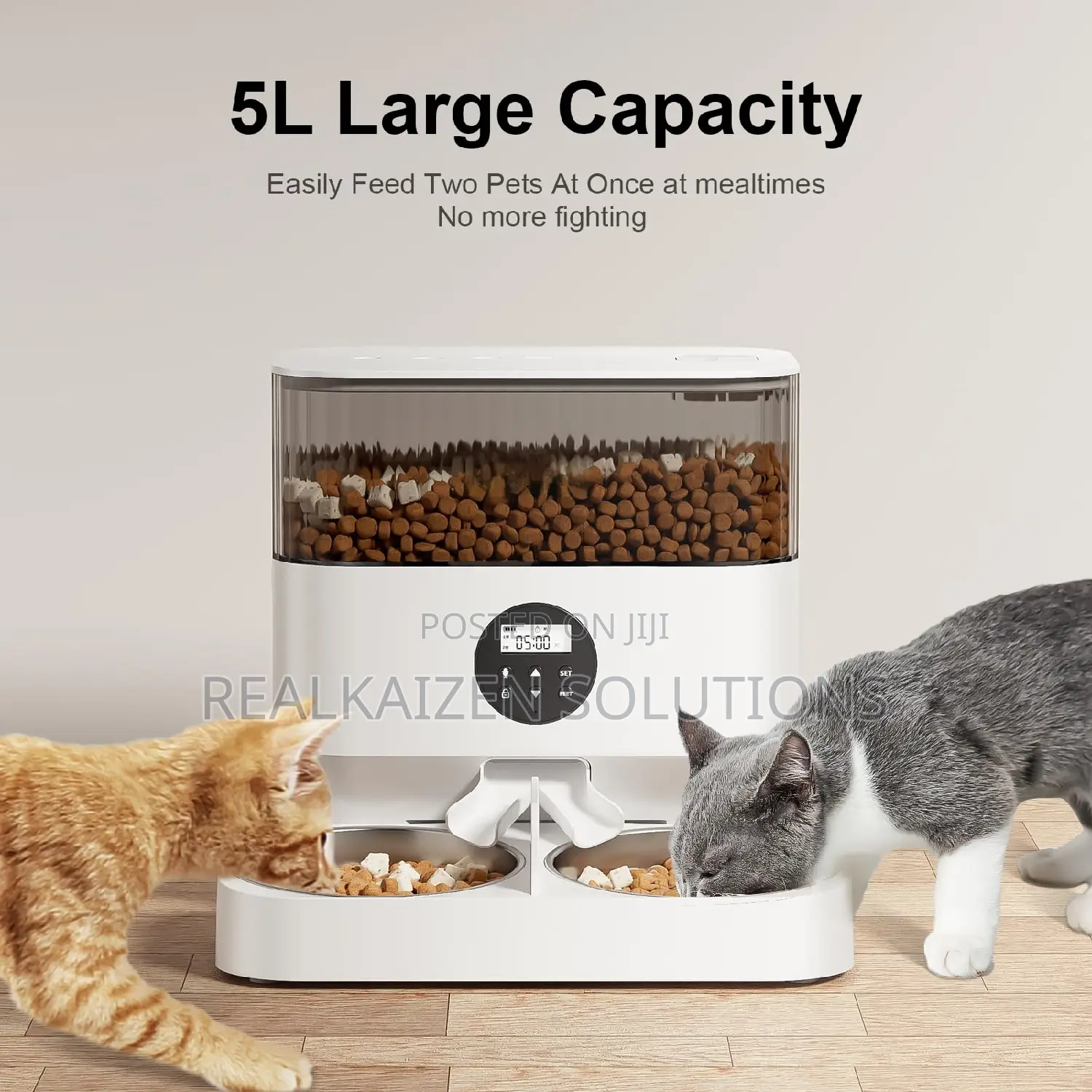 Automatic 5L Pet Feeders Dispenser With Double Bowls