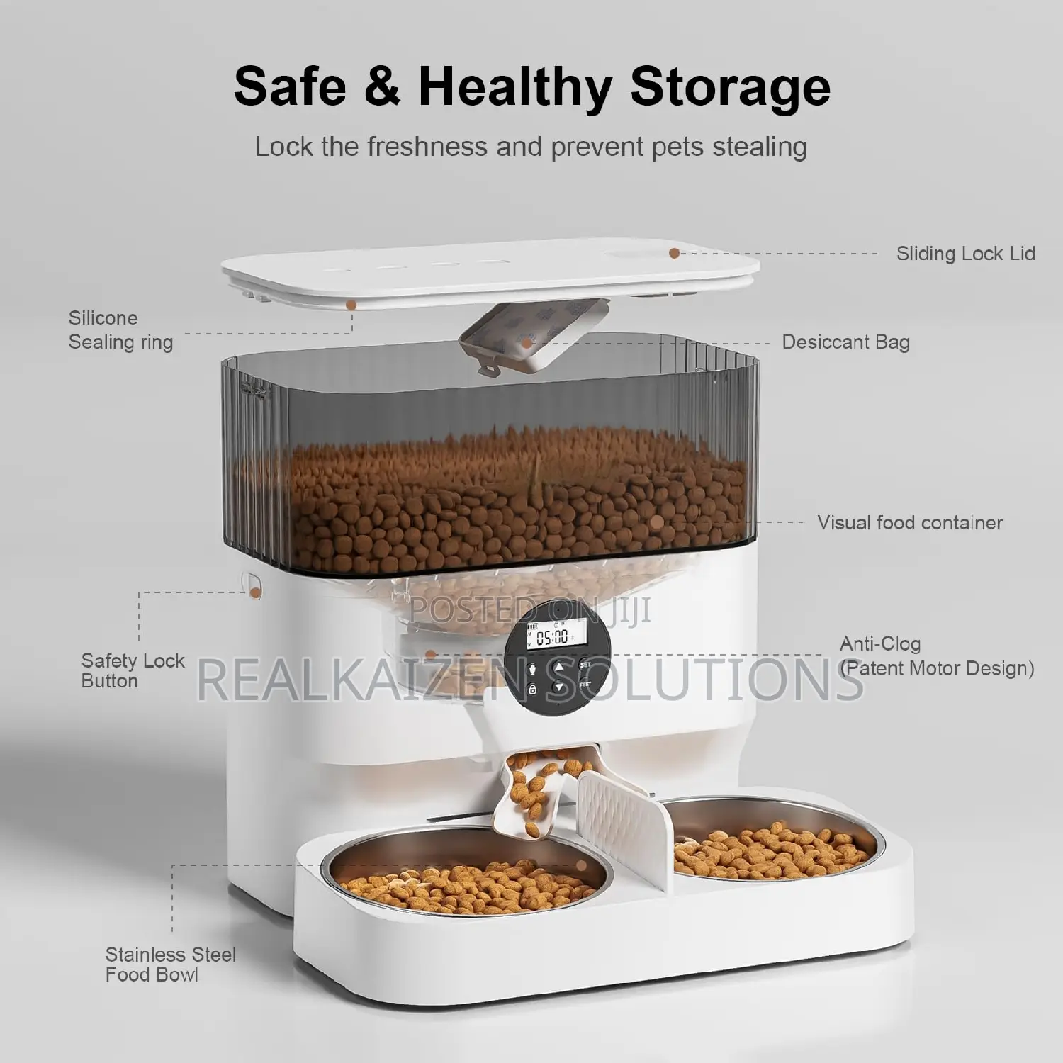 Automatic 5L Pet Feeders Dispenser With Double Bowls