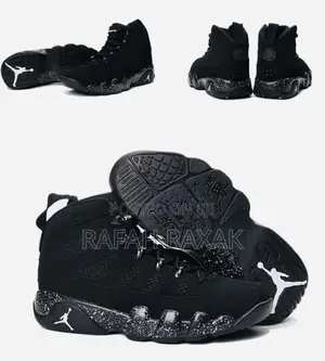 Original Black Air Jordan 9 Retro Doted Sole Sneakers
