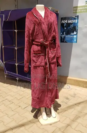 Cotton No Hood Bathrobe - Maroon
