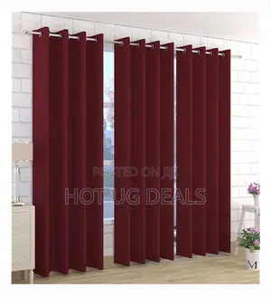 2pc Curtains of 2*2.5m Curtain With 3m White Net - Maroon
