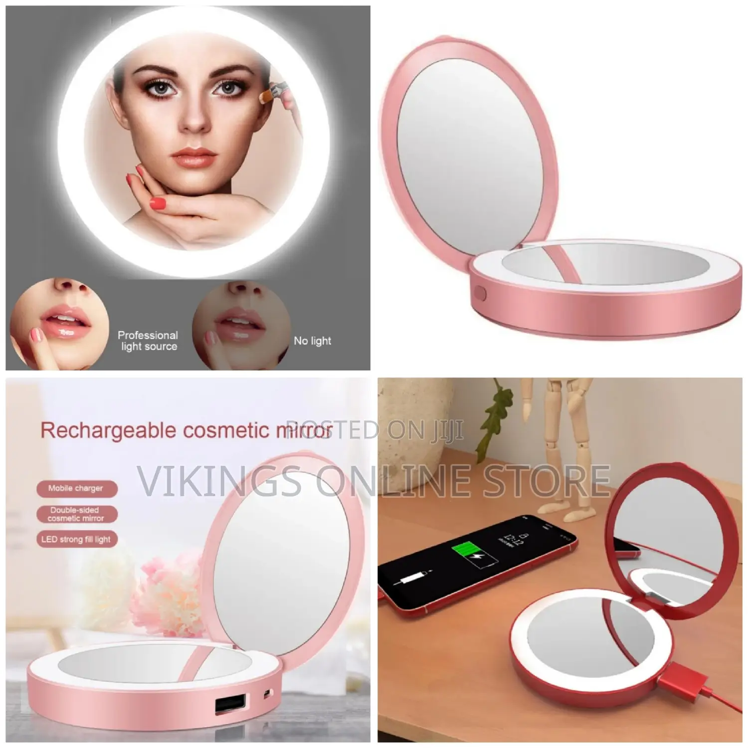 Folding Power Bank Makeup Mirror