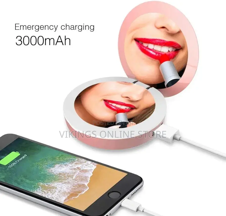 Power Bank Handheld Mini Round Led Mirror