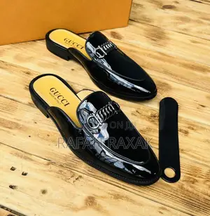 Original Men’S Gucci Shinny Italian Mules Half Shoes