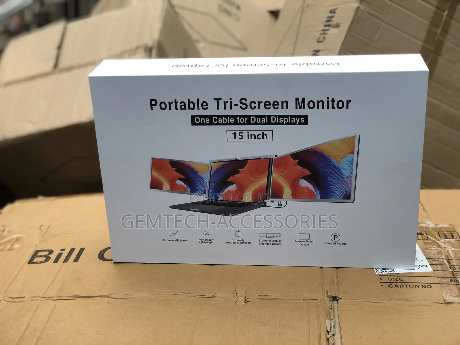 Portable Tri-Screen Monitor 15inch