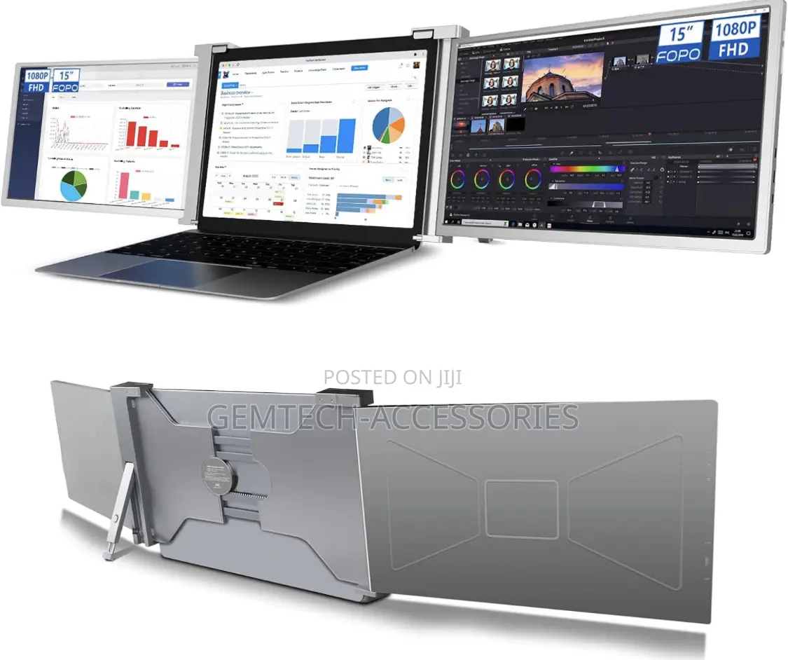 Portable Tri-Screen Monitor 15inch