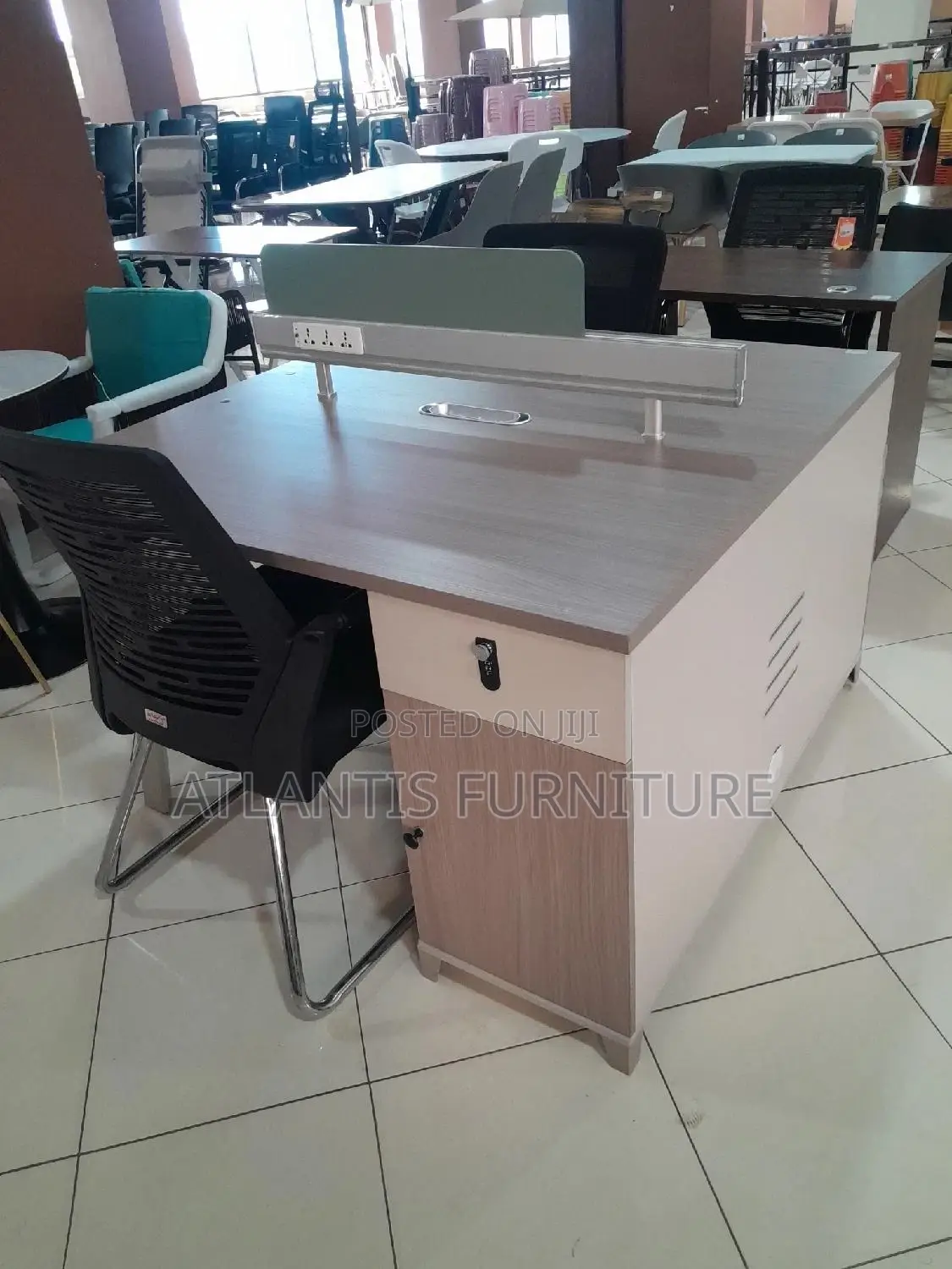 Two Seater Workstation With Inbuilt Safe Without Chairs.