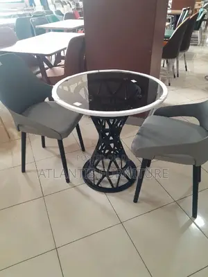 Glass Design Stand Table With Chairs