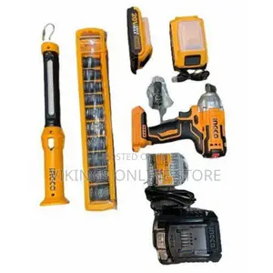 INGCO Cordless Lithium-Ion Impact Wrench, 1/2 Inch - Orange