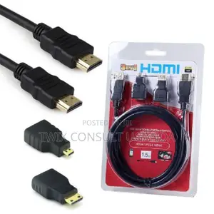 3 in 1 HD 1.5M HDMI to HDMI Cable + Micro HDMI Adaptor + Min