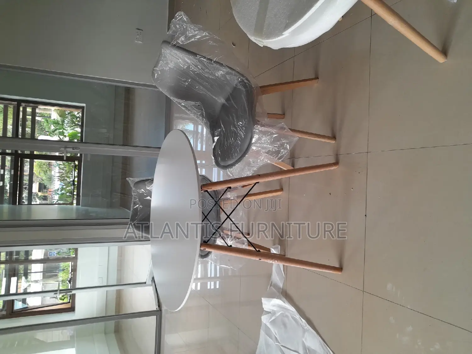 Shining Round Table With Two Canteen Chairs