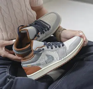 Original Nike Jordan 1 Low Phantom Repaired Denim Sneaker