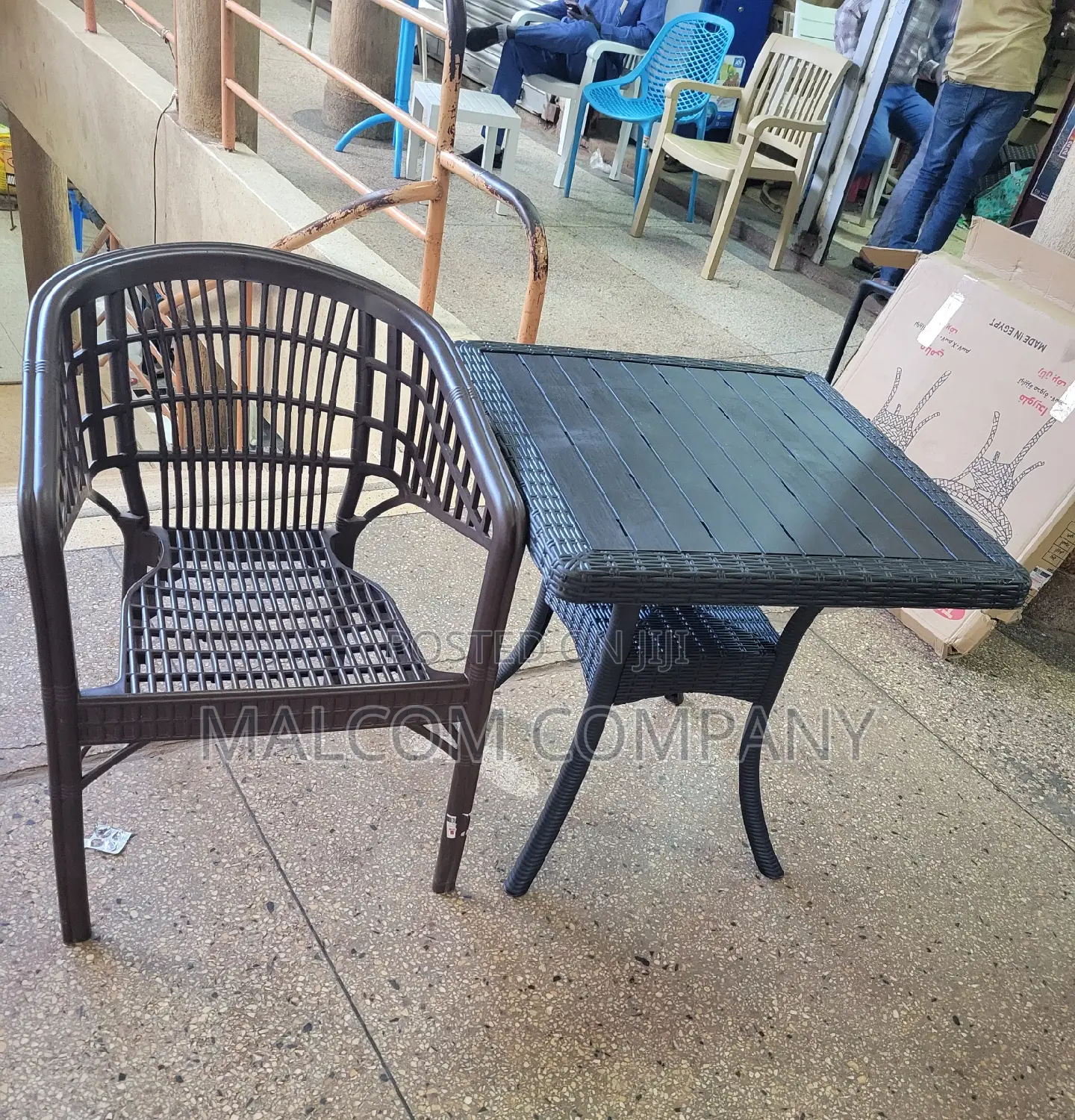 Home Coffe Table and Strong Plastic Chair.