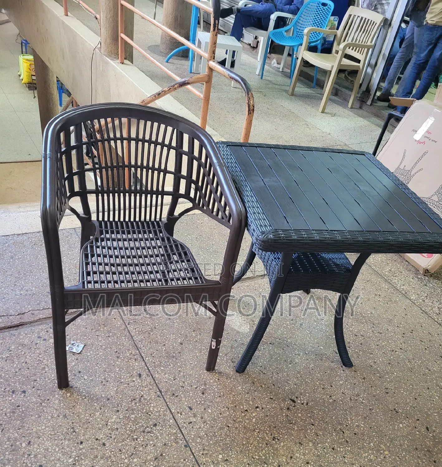 Home Coffe Table and Strong Plastic Chair.