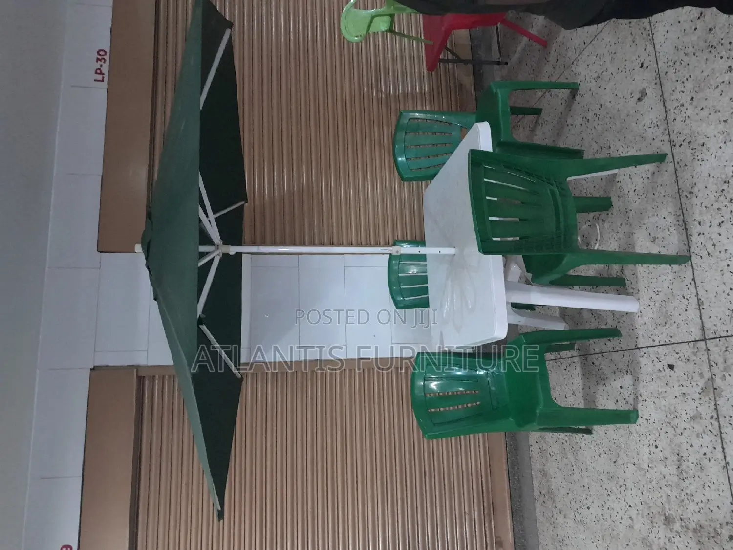 Umbrella With Table and Chairs